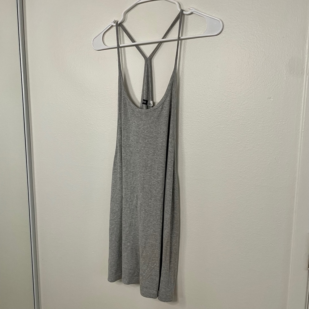 Grey Ribbed Racerback Tank Dress - Picture 4 of 15